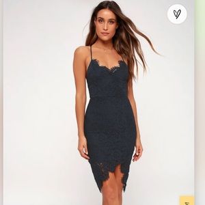 Lulus navy lace midi dress